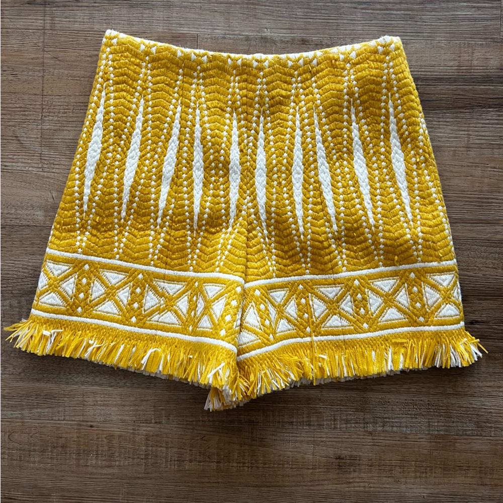 Tory Burch Yellow Fringe shorts. Size 0.